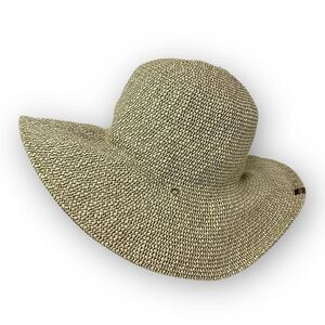 Rei Sun Straw Hat Floppy Wide Brim  Black Tan Chevron Women’s OSFM Missing Strap